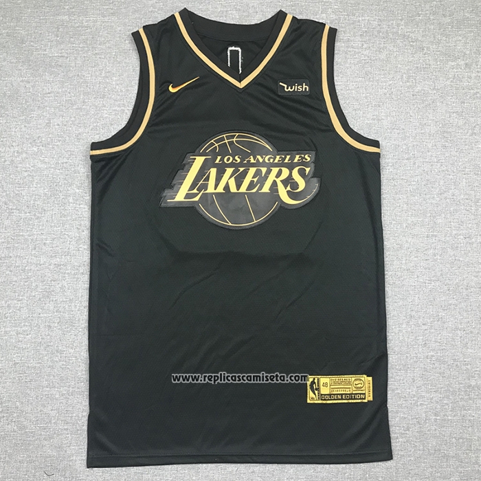 Camiseta Golden Edition Los Angeles Lakers Lebron James #23 Negro